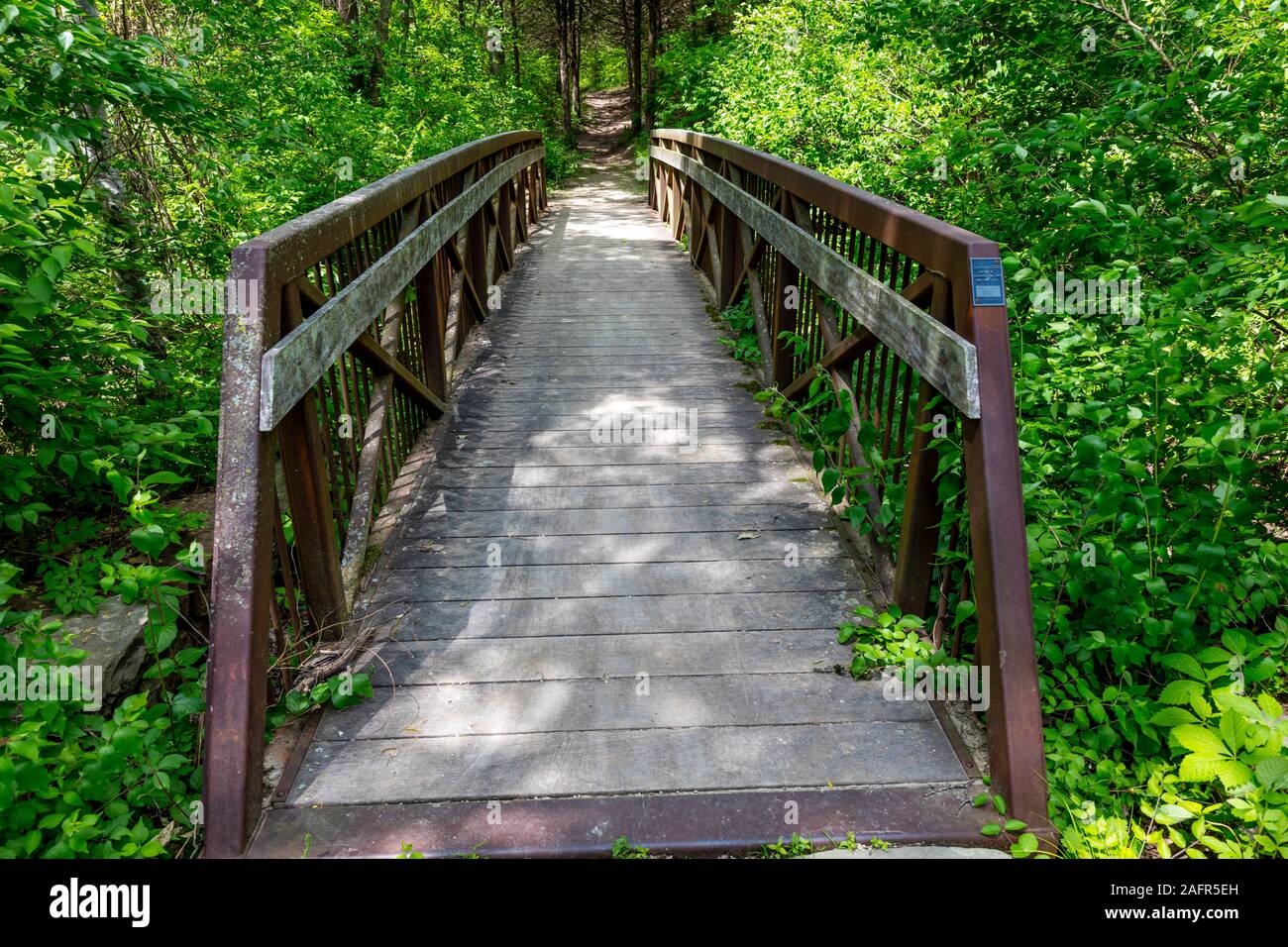 MAY 17 2019, Bridge to viewspot overlooking Lewis and Clark Expedition - May 14, 1804 - September 23, 1806 - Gasconade County outside of Jefferson City, MO. Stock Photo