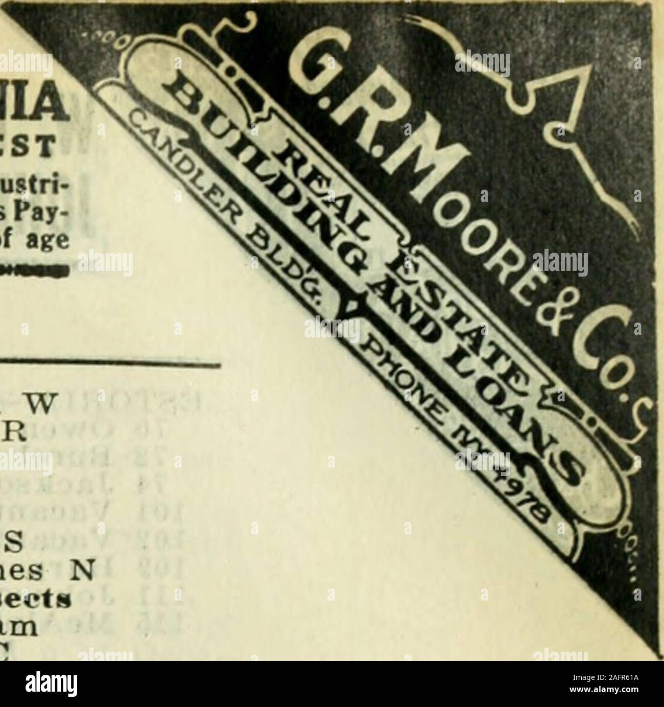 . Atlanta City Directory. n 28 Kean Minnie Miss30 Hurst Simon J 33 Martin John R 36 Martin John W 37 Cook John J 38 Orr Joseph L 39 Vacant Sept 12, 40 Vacant Sept 12. 43 Leamon John B 44 Harper Theodore 45 West Ernest C 46 Doby William R North Av Intersects50 Thompson Ida Miss57 Jones William E59 Turnipseed Adaline61 Gray Sarah M Mrs76 Lester Robert A 78 Rabourn Lestie Mrs 79 Fowler Joseph S 19121912 C Mrs 80 Rutherford Olen W 82 Cochran Ansel R 83 Cook John MHudson Okla F 85 Powell William 88 Adams George S 89 Richardson James N Pelham Intersects 90 Simpkins William 91 Norris Walter C95 Engli Stock Photo