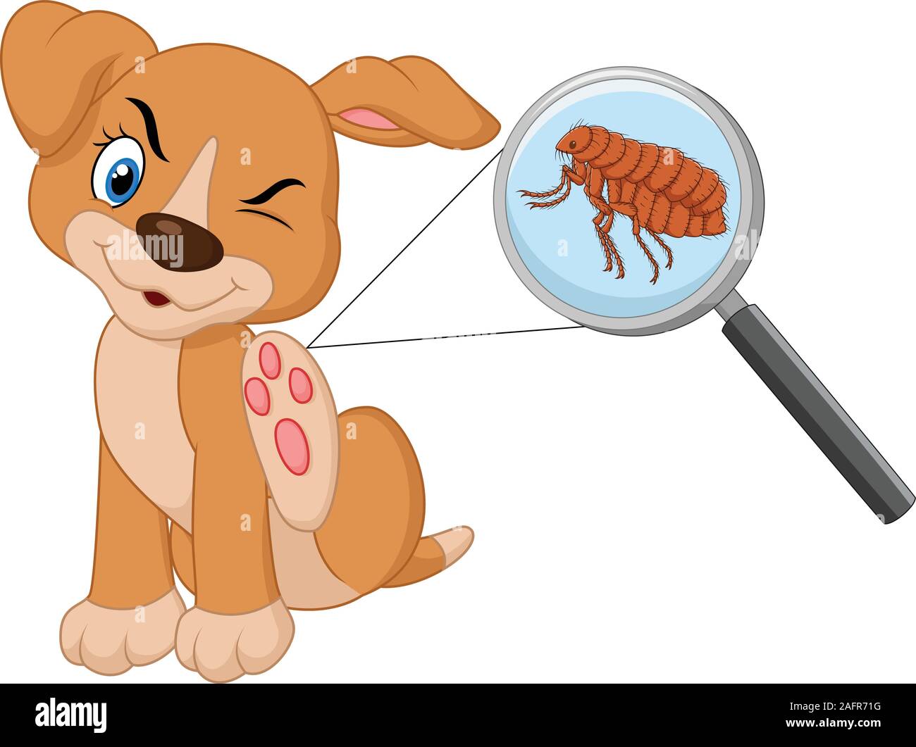 Illustration of flea Infested Dog Stock Vector