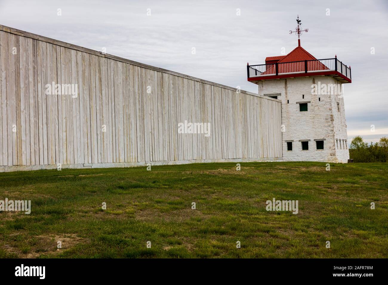 MAY 21 2019, FORT UNION, N DAKOTA, USA - Fort Union Trading Post near confluence of the Missouri and Yellowstone River, Williston, ND Stock Photo