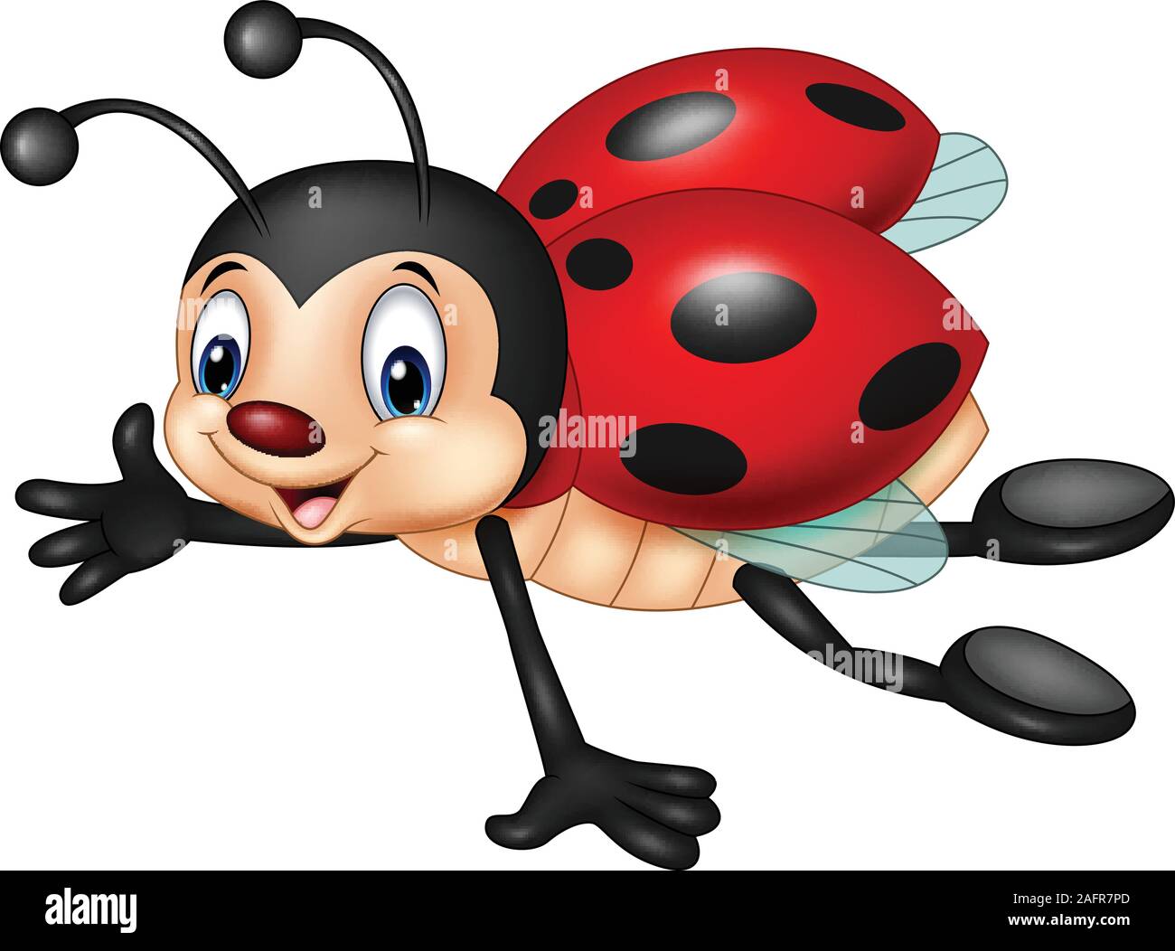 Cartoon ladybug flying isolated on white background Stock Vector Image ...