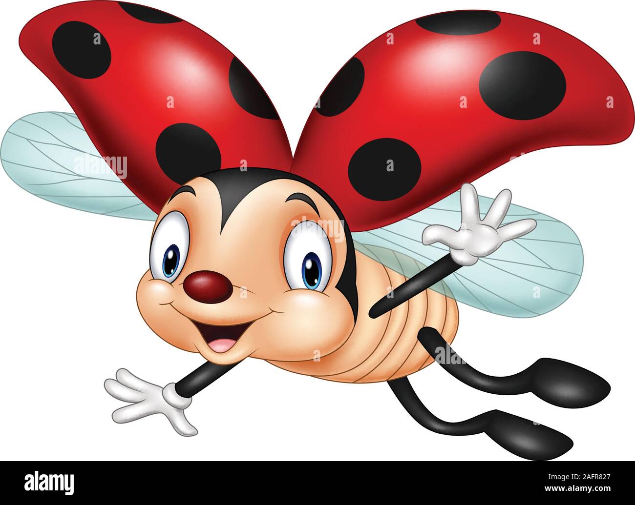 Cartoon ladybug flying isolated on white background Stock Vector Image ...
