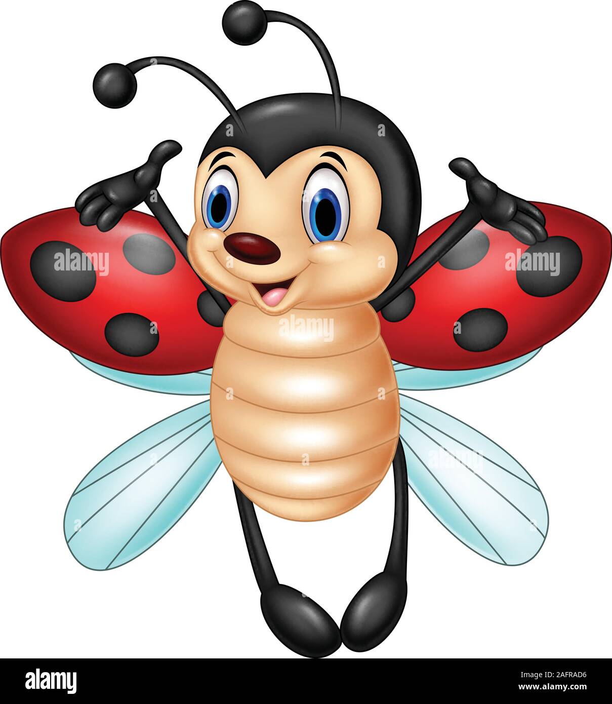 Cartoon ladybug flying isolated on white background Stock Vector Image ...
