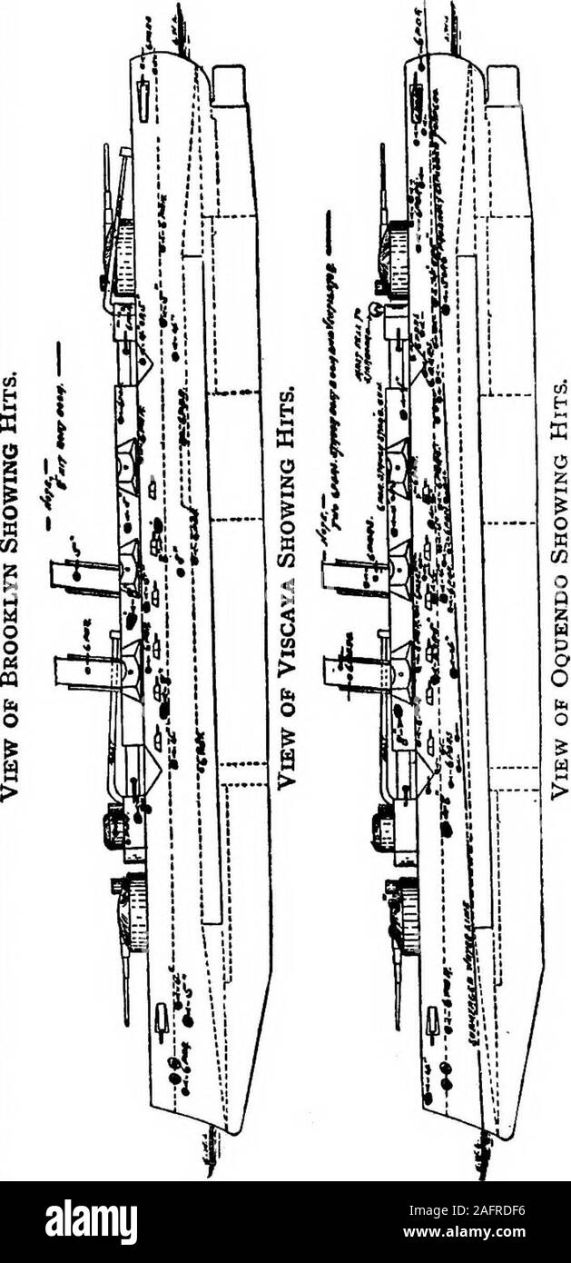 . Schley and Santiago; an historical account of the blockade and final destruction of the Spanish fleet under command of Admiral Pasquale Cervera, July 3, 1898. ed in the very highest and in thevery noblest degree the traditions of theAmerican Navy. AND SANTIAGO 419 THE SPANISH SHIPS. XXV. AND the Spanish ships. Four hours fromthe time they emerged from that narrowharbor entrance in their shining dress of blackpaint, the golden coat-of-arms of Spain ontheir prows, and their silken flags standing outproudly in the breeze, they lay shattered,twisted, useless hulks, stranded on the coast ofCuba. Stock Photo