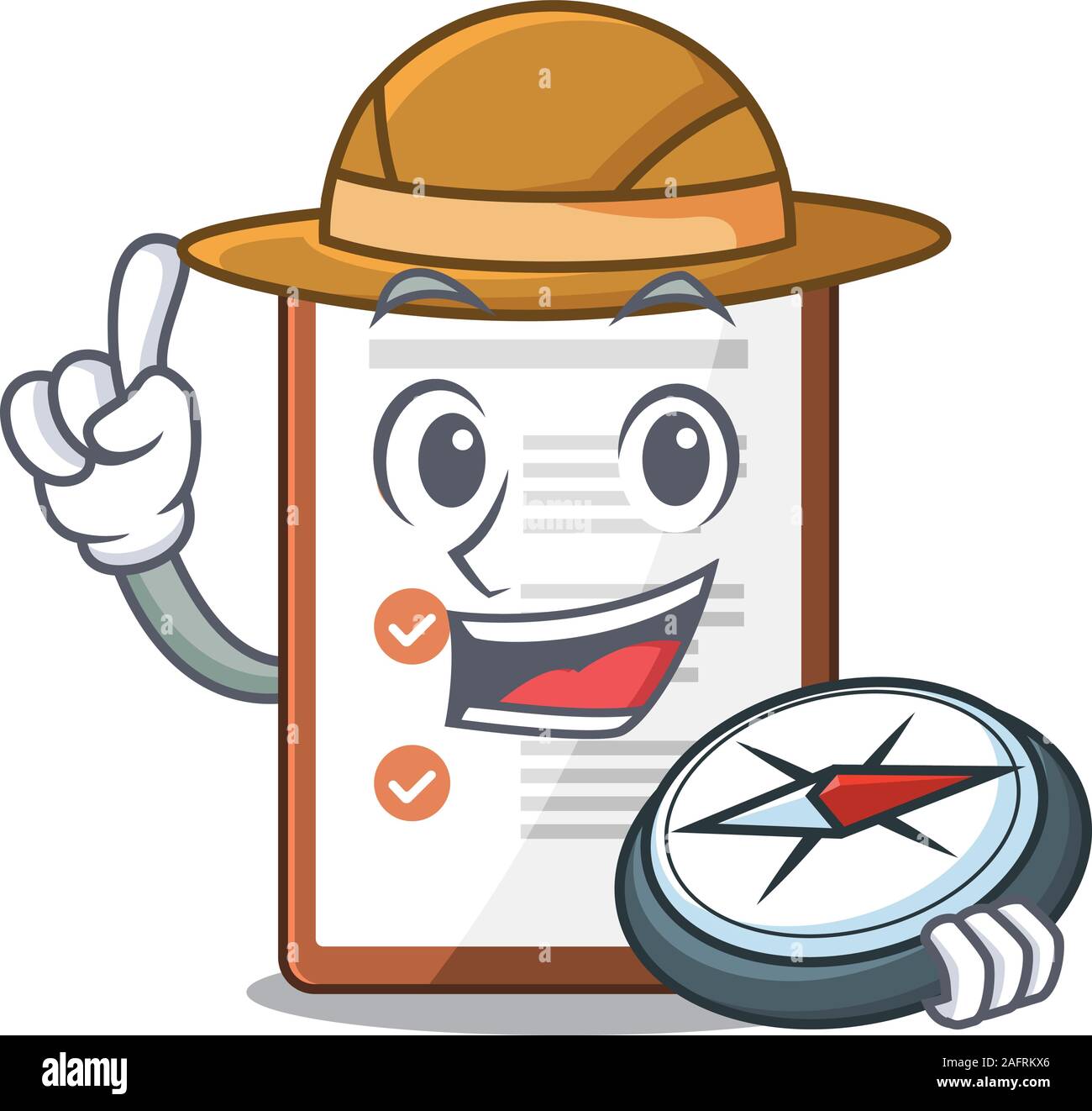 Clipboard Scroll A stylized Explorer with a compass Stock Vector Image