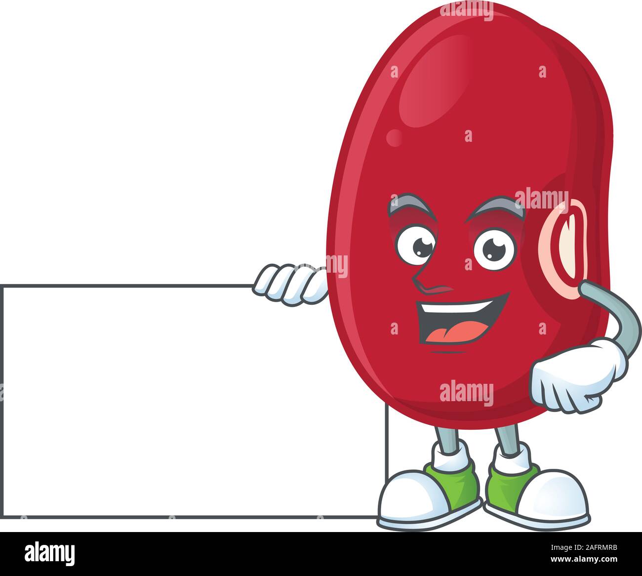 cute adzuki beans cartoon character with a board Stock Vector Image