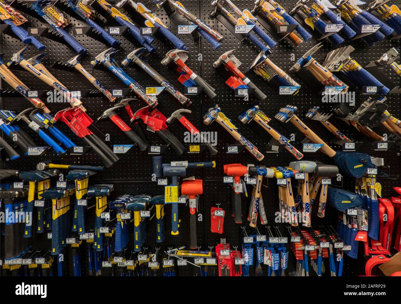 Hardware store hammers Stock Photo Alamy