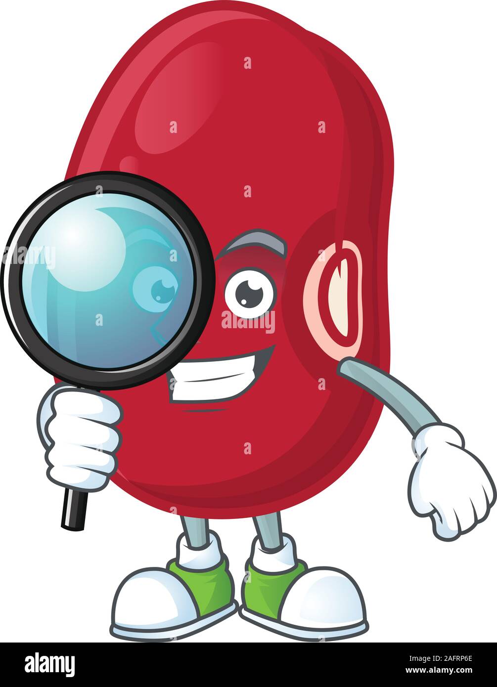 Smart One eye adzuki beans Detective cartoon character design Stock(08)