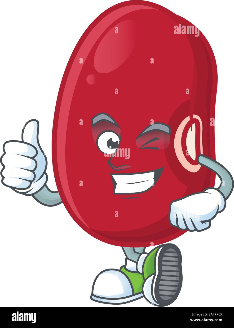 cartoon character of adzuki beans making Thumbs up gesture Stock Vector