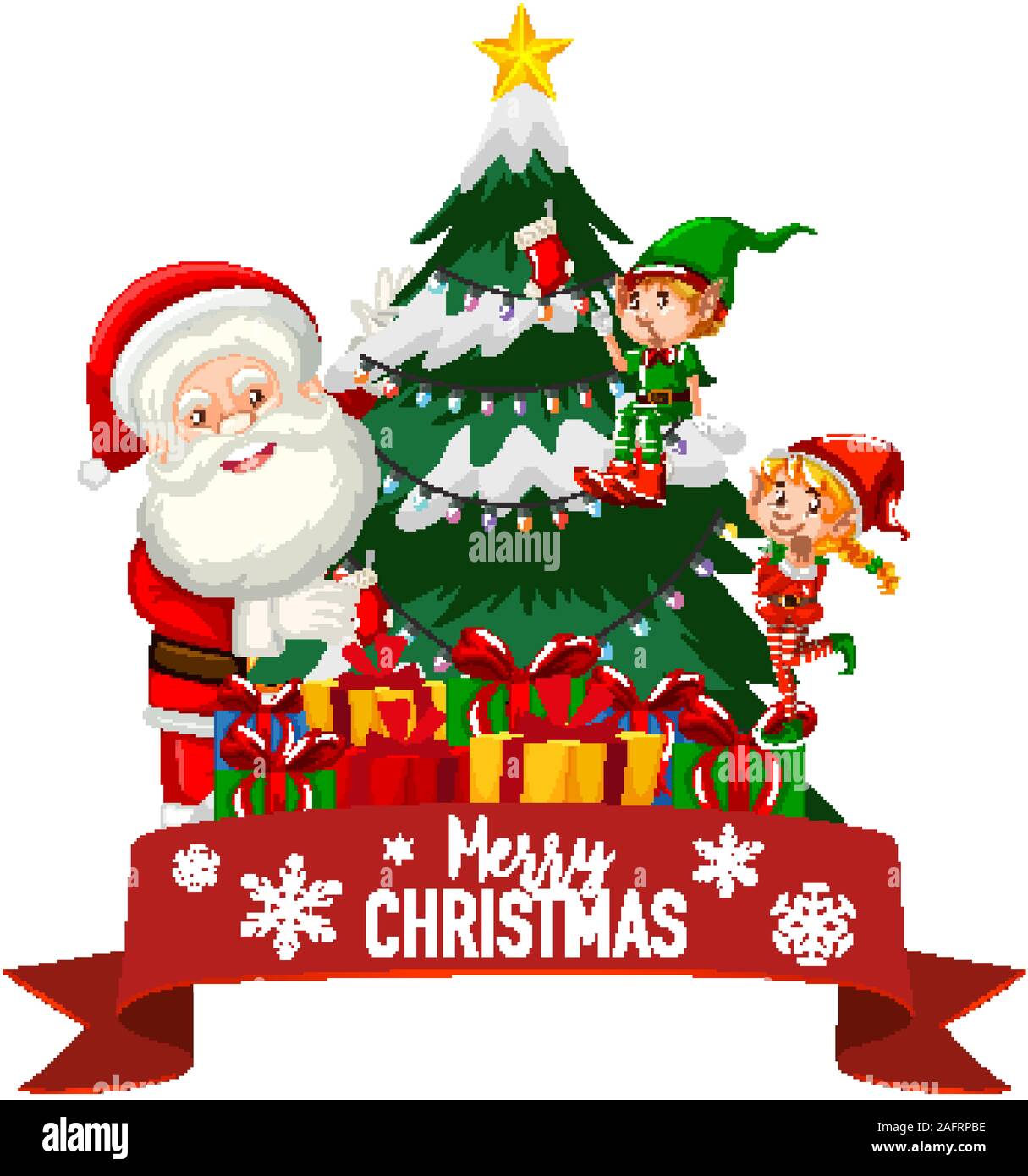 Christmas theme with Santa and elf illustration Stock Vector Image ...