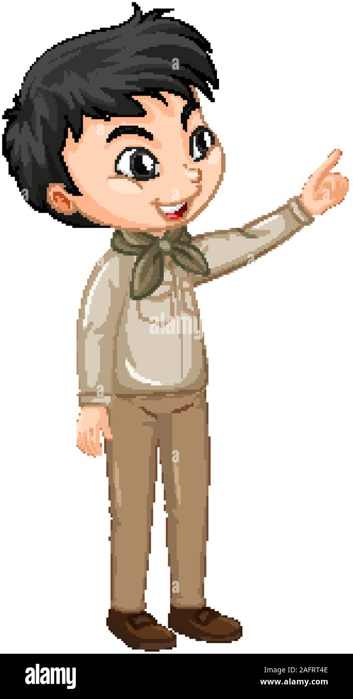 Boy in scout uniform on isolated background illustration Stock Vector ...