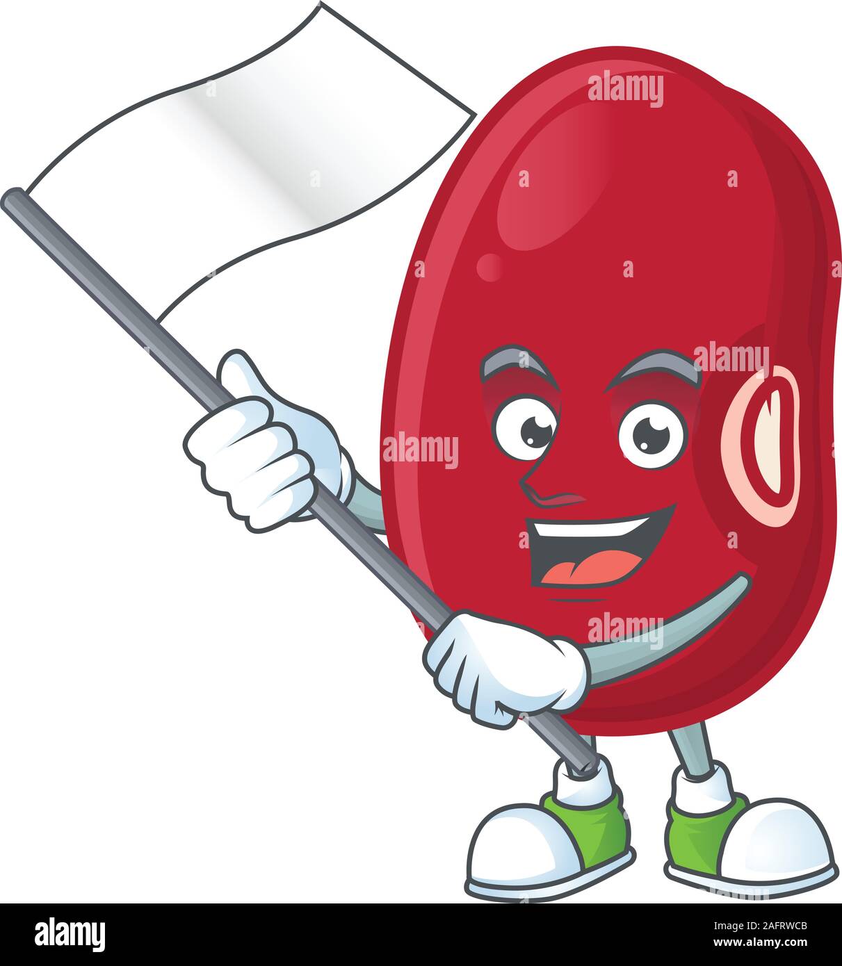 cute adzuki beans cartoon character design holding a flag Stock Vector