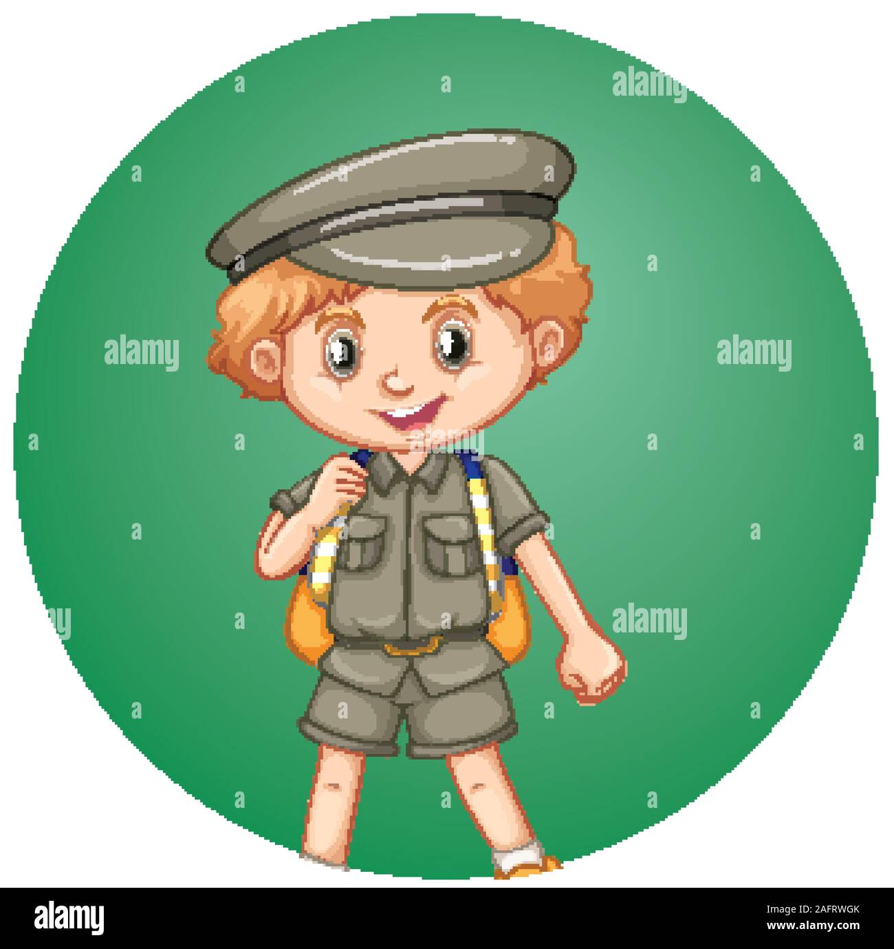 Happy boy on round background illustration Stock Vector Image & Art - Alamy