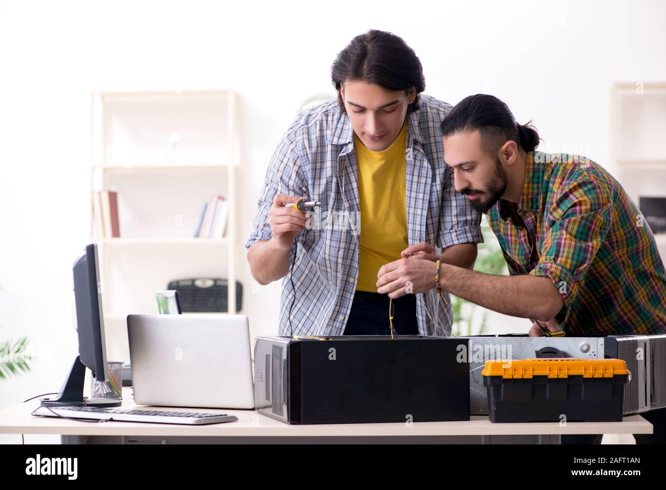 The it engineers working on hardware issue Stock Photo