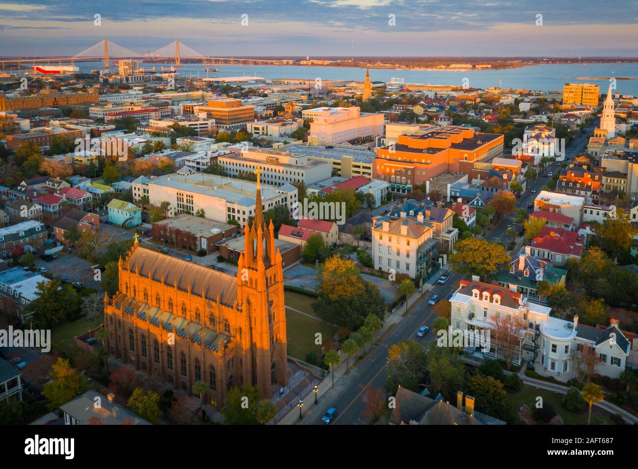 Charleston is the oldest and largest city in the U.S. state of South Carolina, known for its large role in the American slave trade. The city is the c Stock Photo