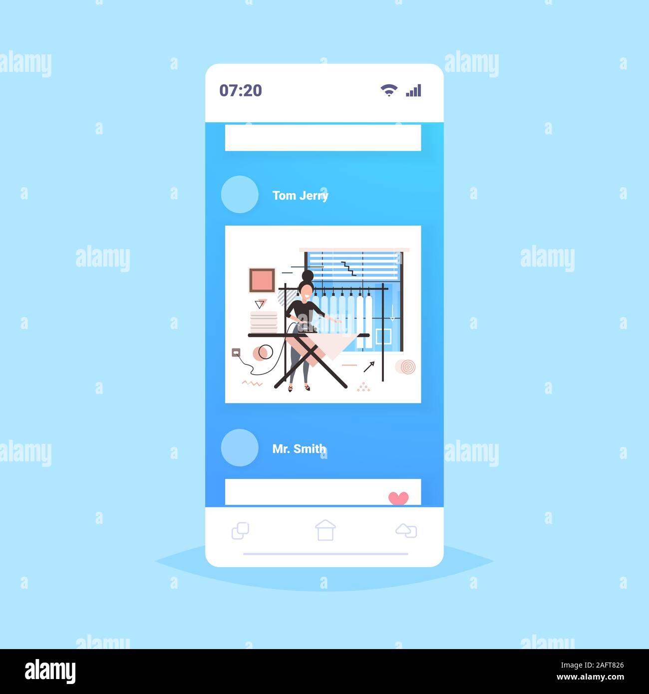 woman using iron housewife ironing clothes doing housework cleaning