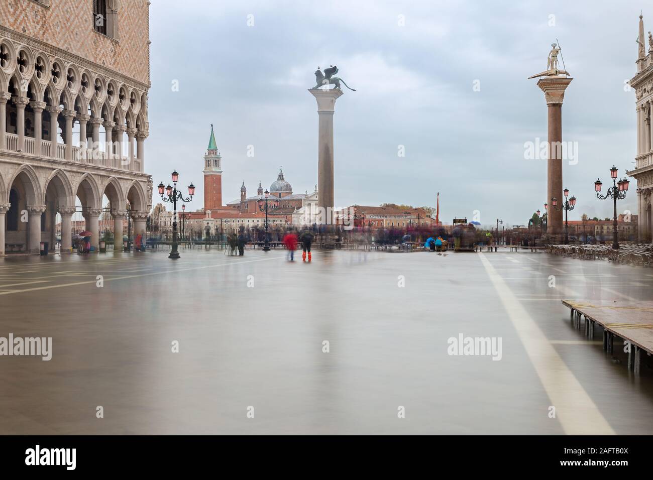 Flooding, Acqua Alta, on St. Mark´s Square, Venice Stock Photo