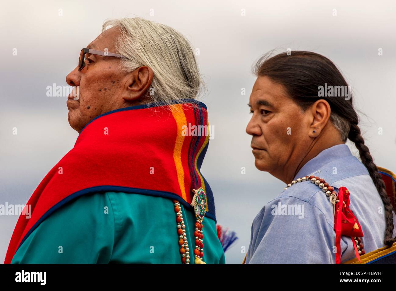 AUGUST 10, 2019 - GALLUP NEW MEXICO, USA - Portrait of Native American man at 98th Gallup Inter-tribal Indian Ceremonial, New Mexico Stock Photo