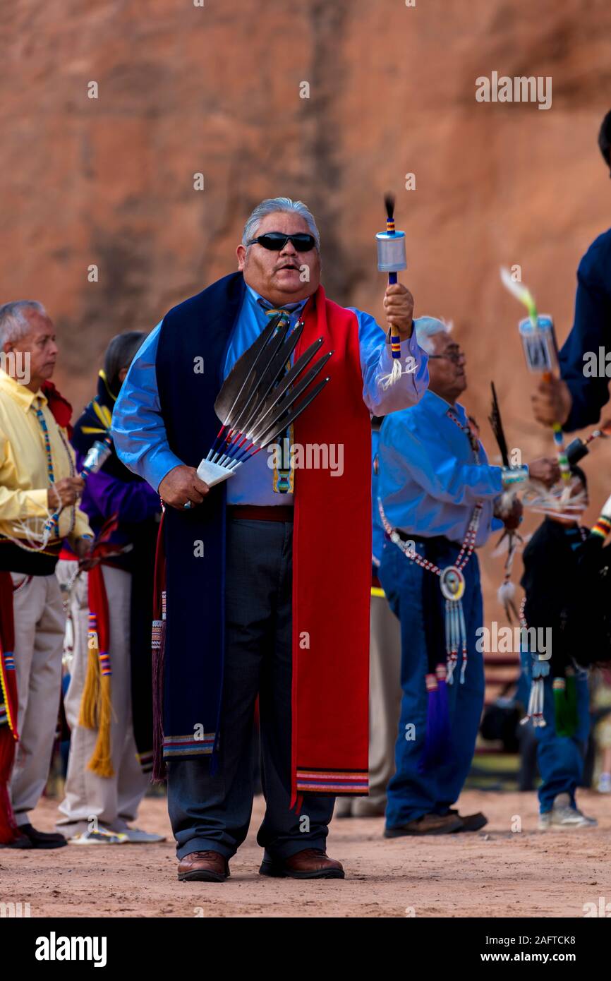 AUGUST 10 & 11, 2019 - GALLUP NEW MEXICO, USA - Cermonial Dancing Native Americans & Navajo at 98th Gallup Inter-tribal Indian Ceremonial, New Mexico Stock Photo