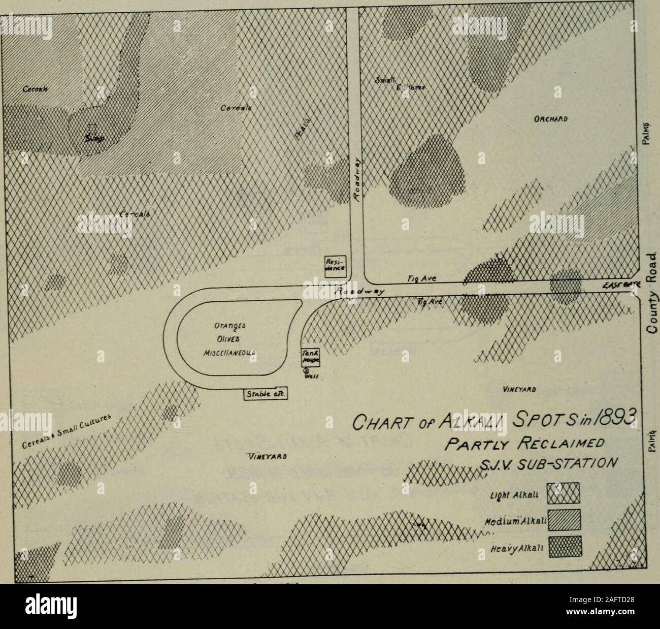 . Appendix to the Journals of the Senate and Assembly of the ... session of the Legislature of the State of California. Considered culturally, the chirt of 1888 btraiet^^^arfed^f^Sralk:?^ ^fc-^ ^- ^ ^^^niinfall, was successfullygfolf ona golralTtrs-li^ih? aSBut wheat, and sometimes all cereals, failed on themed um a k.lP 208 UNIVERSITY OF CALIFORNIA—EXPERIMENT STATION. Partial Reclamation in 2S95.-Chart 4 Alkali spots in 1893 partlyreclaimed shows two things plainly: the beginning of a rise of alkaldue to several wet seasons, and the gradual amelioration of the worstareas by cultivation and th Stock Photo