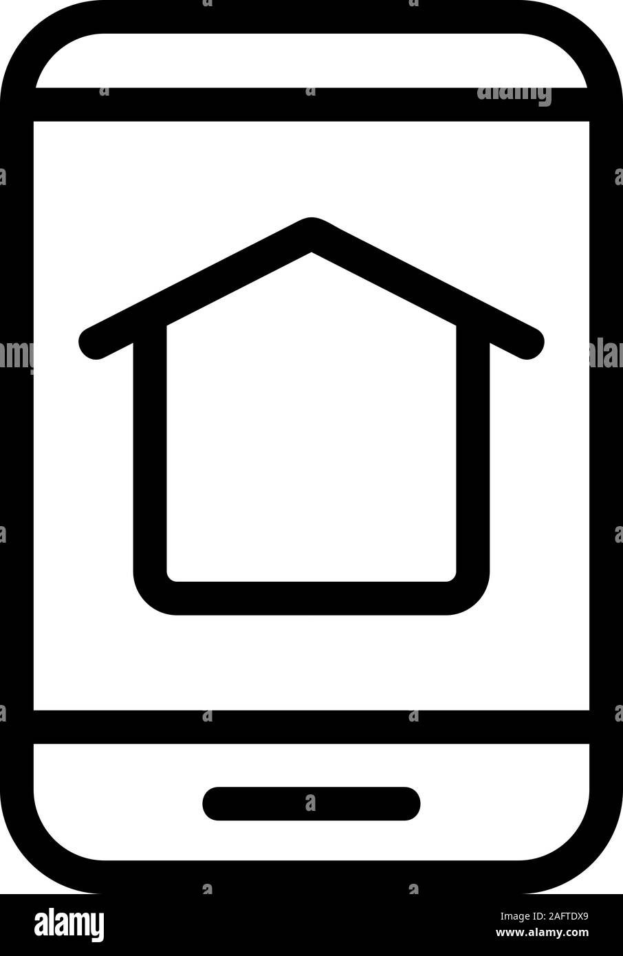 The function home in the phone icon vector. Isolated contour symbol ...