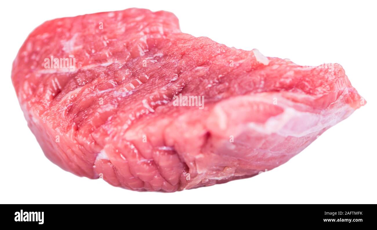 Chopped Beef Steak (selective focus) isolated on white background Stock Photo