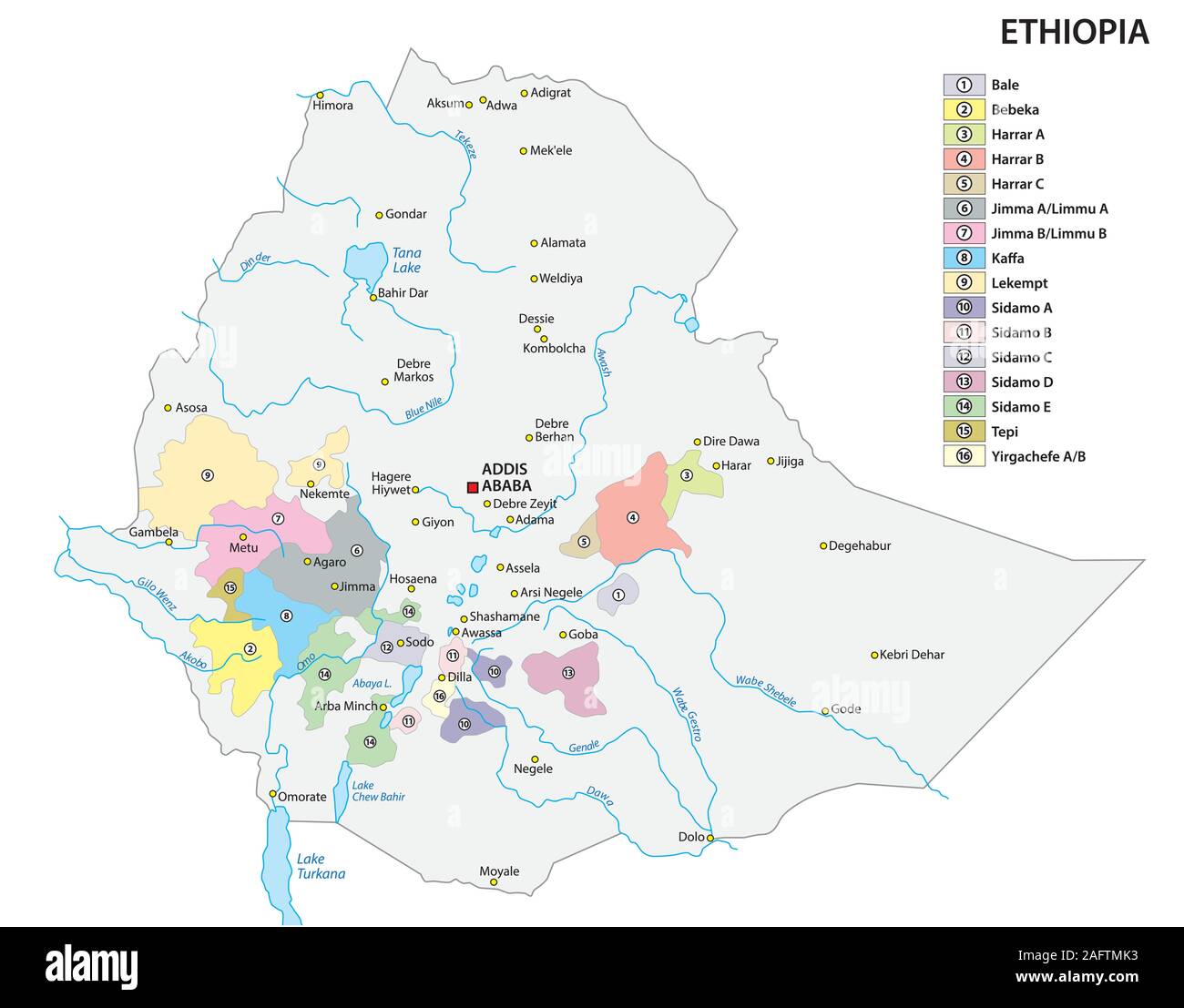 Bale Goba Ethiopia Map Map Of The Coffee Growing Regions Of Ethiopia Stock Vector Image & Art -  Alamy