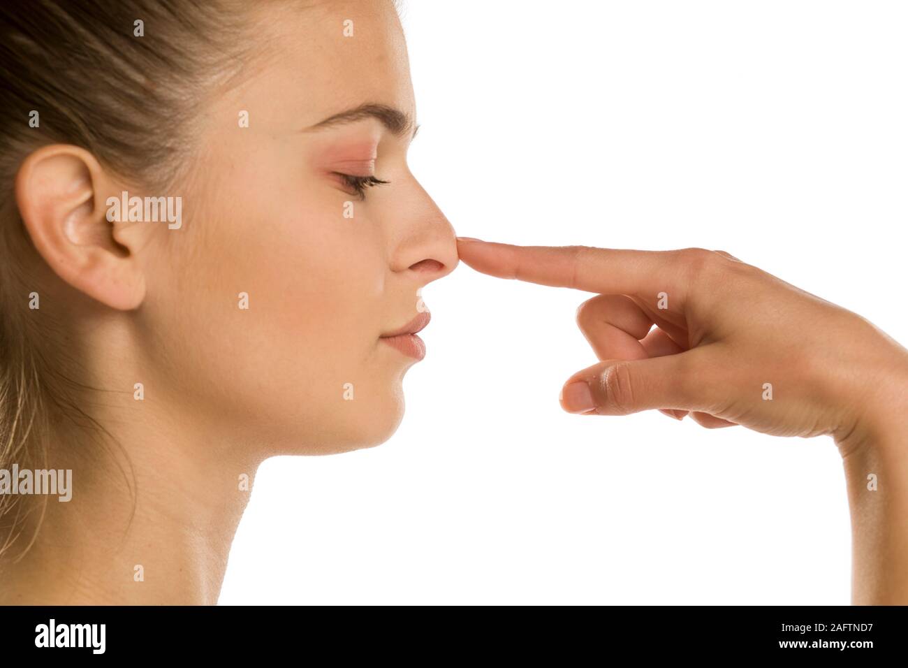 Finger Touch Nose High Resolution Stock Photography and Images Alamy