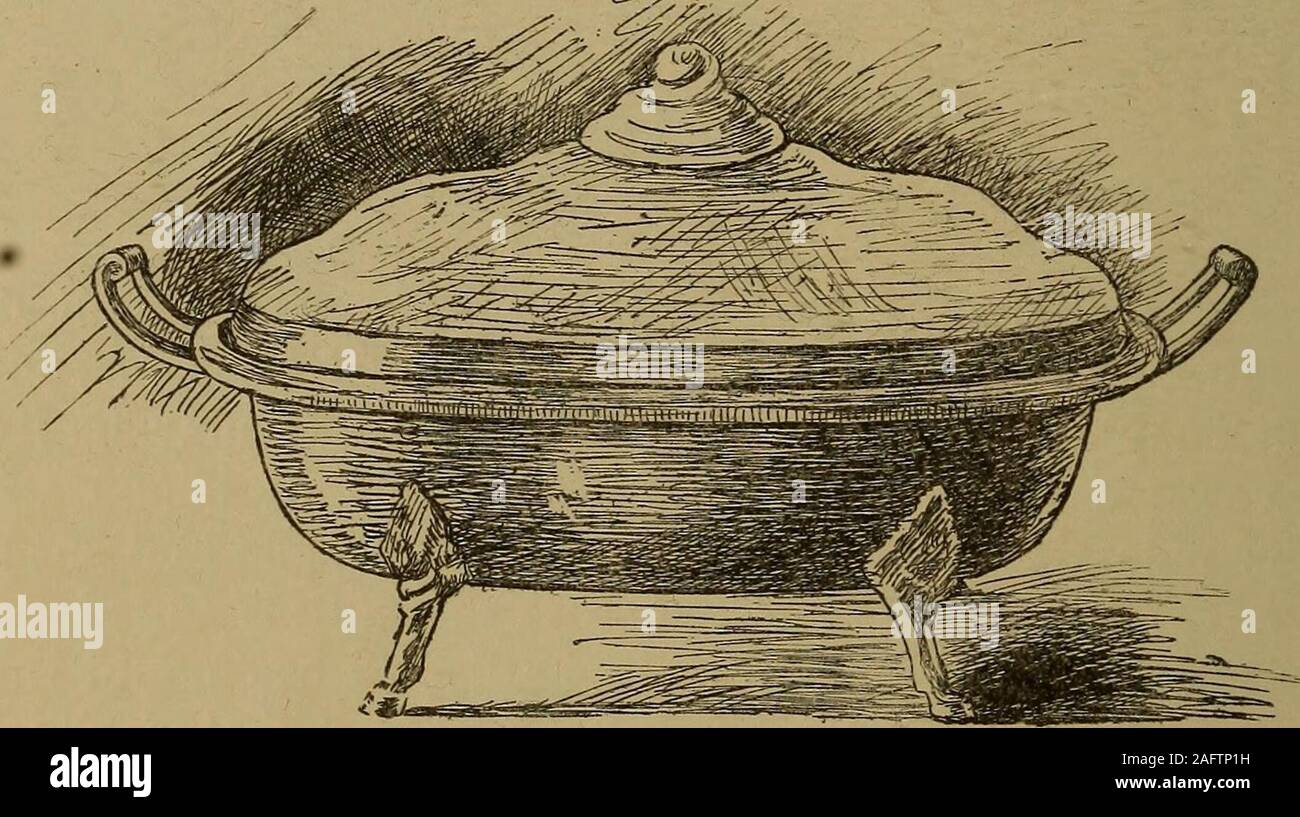 . Diet in illness and convalescence. ntaining hot water, whichreaches three-fourths to the top of the pudding-dish.The two vessels, one in the other, are then placed inthe oven until the custard is set (about twenty min-utes). As soon as it is set it is done, and the wheyshould not be allowed to separate. This is the bestway to bake custards. Custard a la Morrison Make a boiled custard with a pint of milk, the yolksof three eggs (if small), and a table-spoonful of sugar.The yolks and sugar are beaten together, the milkadded when warm, and the whole cooked in thedouble boiler. It must be stirre Stock Photo