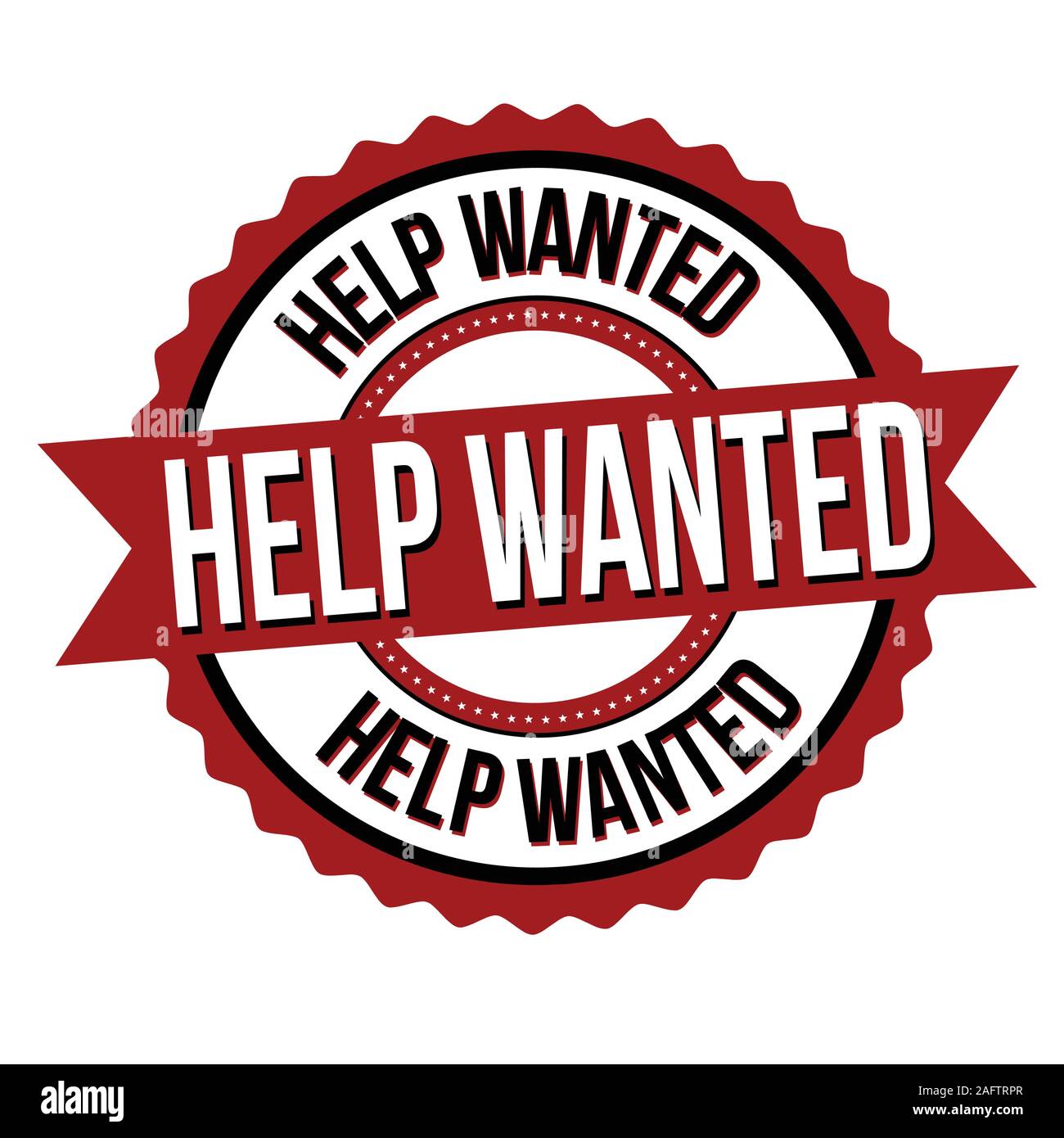 Help wanted label or sticker on white background, vector illustration Stock Vector