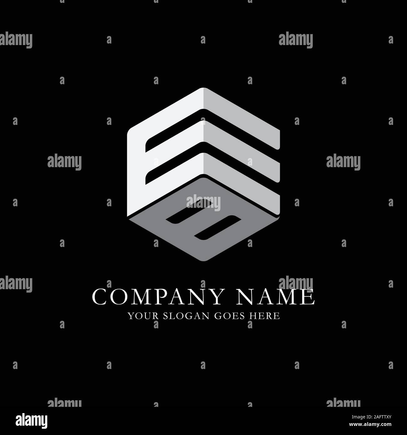 EB initial letter Logo Inspiration, E and B combination logo vector with hexagonal idea Stock Vector