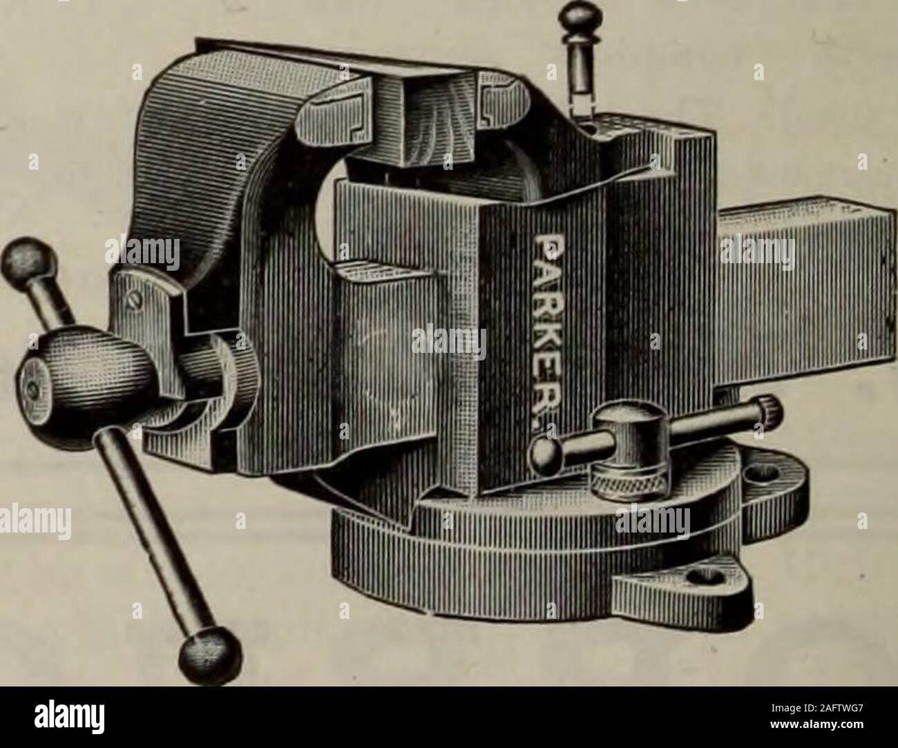 Hardware merchandising August-October 1912. PARKERS Swivel VICTOR VISES.  Quick Working — Convenient Mechanics should use this vise because it  savestime and money. With it any piece of work can be instantlygrasped
