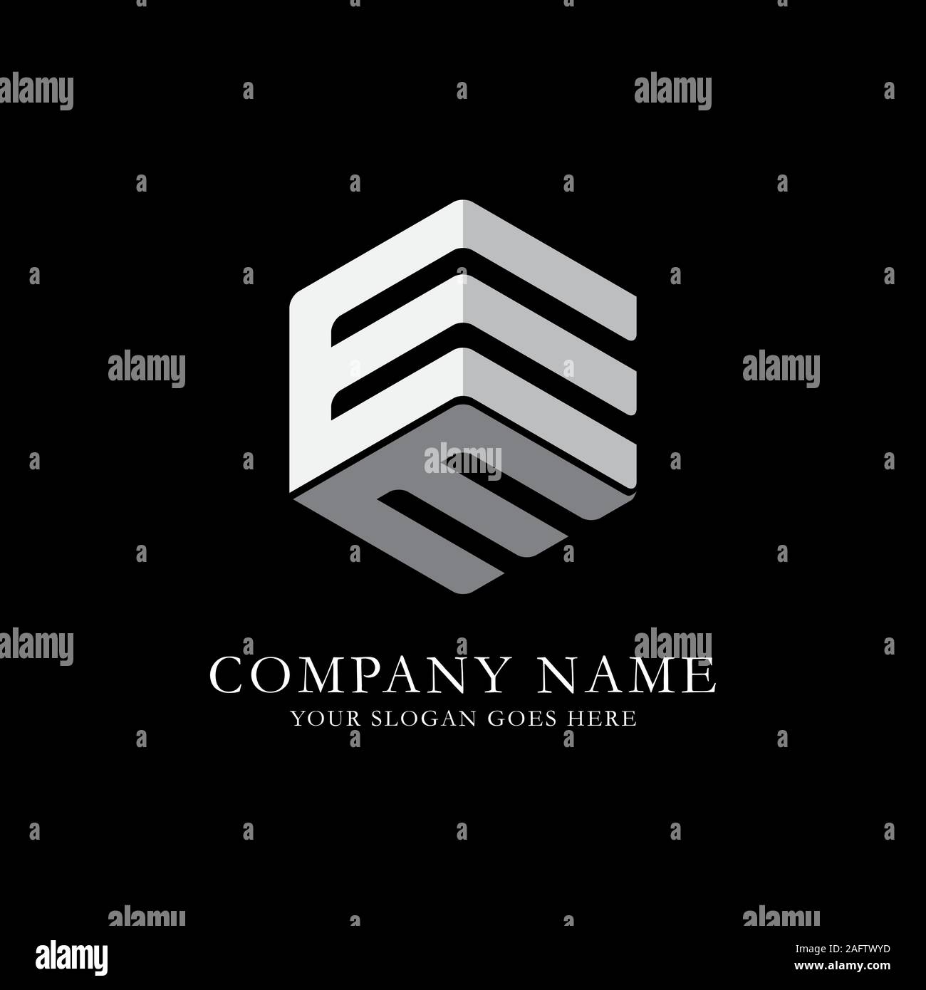 EE initial letter Logo Inspiration, E and E combination logo vector with hexagonal idea Stock Vector