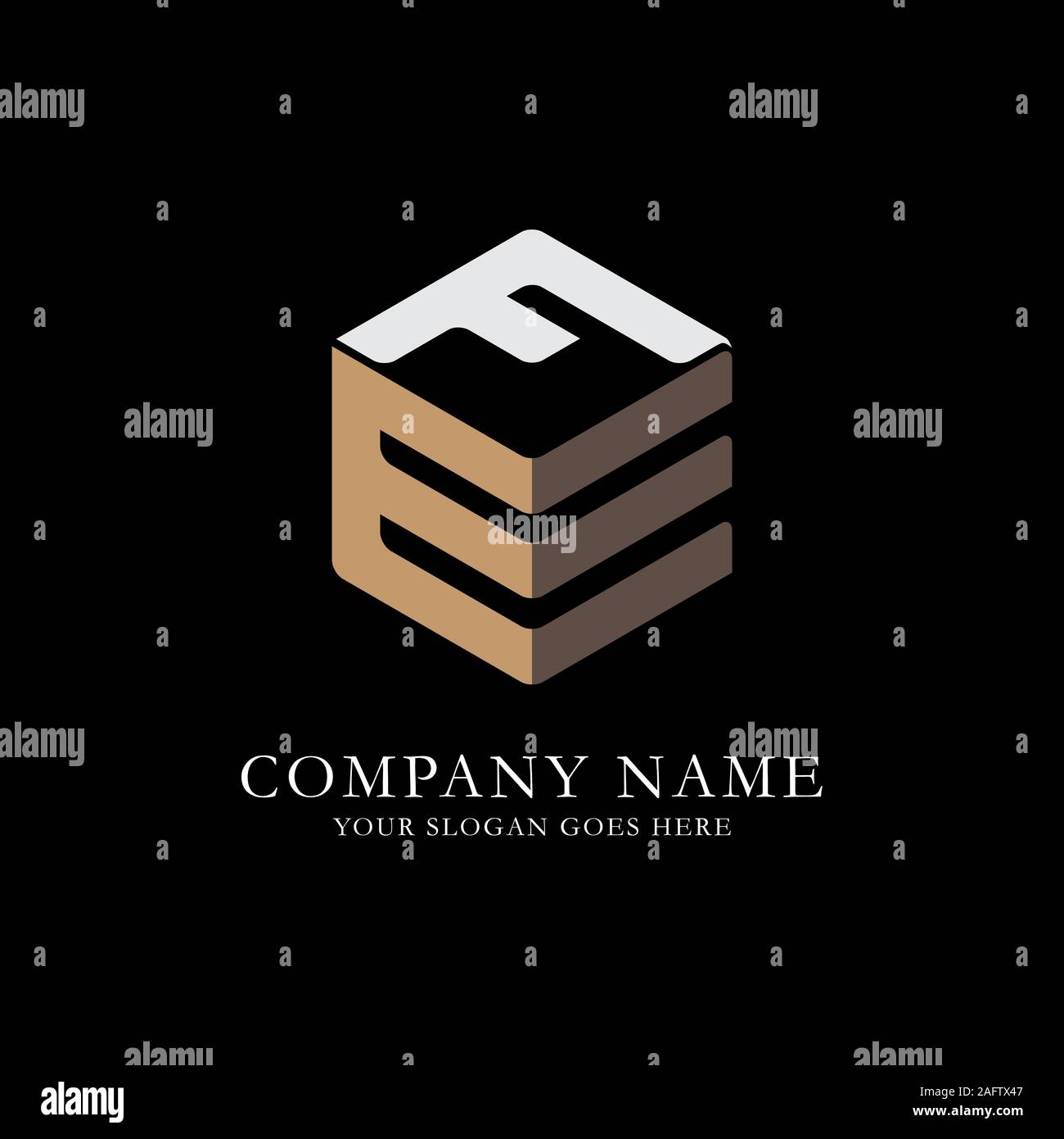 EF initial letter Logo Inspiration, E and F combination logo vector with hexagonal idea Stock Vector