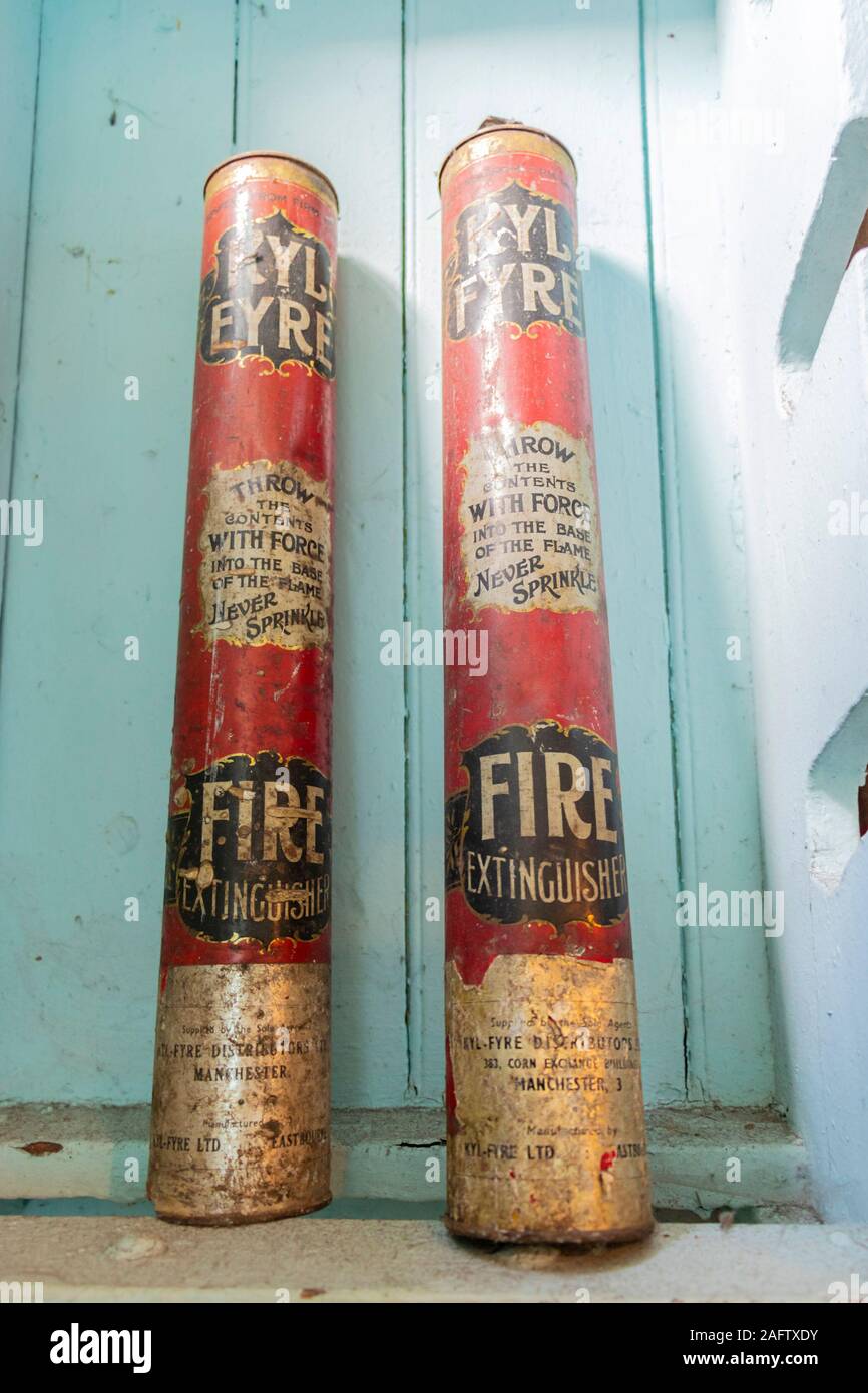 vintage fire extinguishers in Sir Richard Arkwright's cotton and