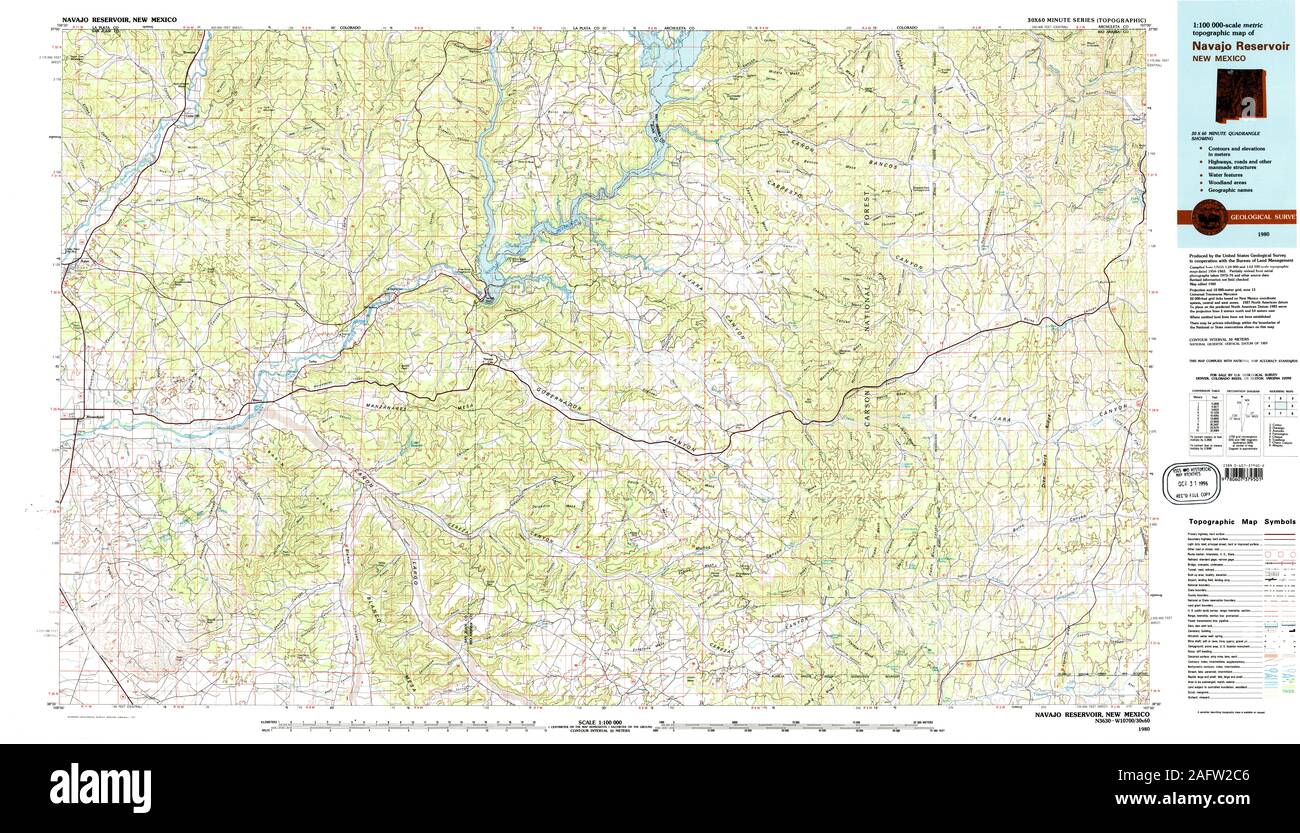 1980-100K New Mexico USGS Topographic Map NAVAJO RESERVOIR 