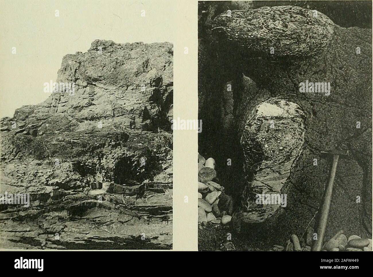. The Quarterly journal of the Geological Society of London. A J. PhatO. Bemrose.CoUo Derby LAVAS AND SANDSTONES OF THE FORFARSHIRE COAST. , Quart. Journ. Geol. Soc. Vol. LXIX, Pl.XLVI. 1. x 20 Stock Photo