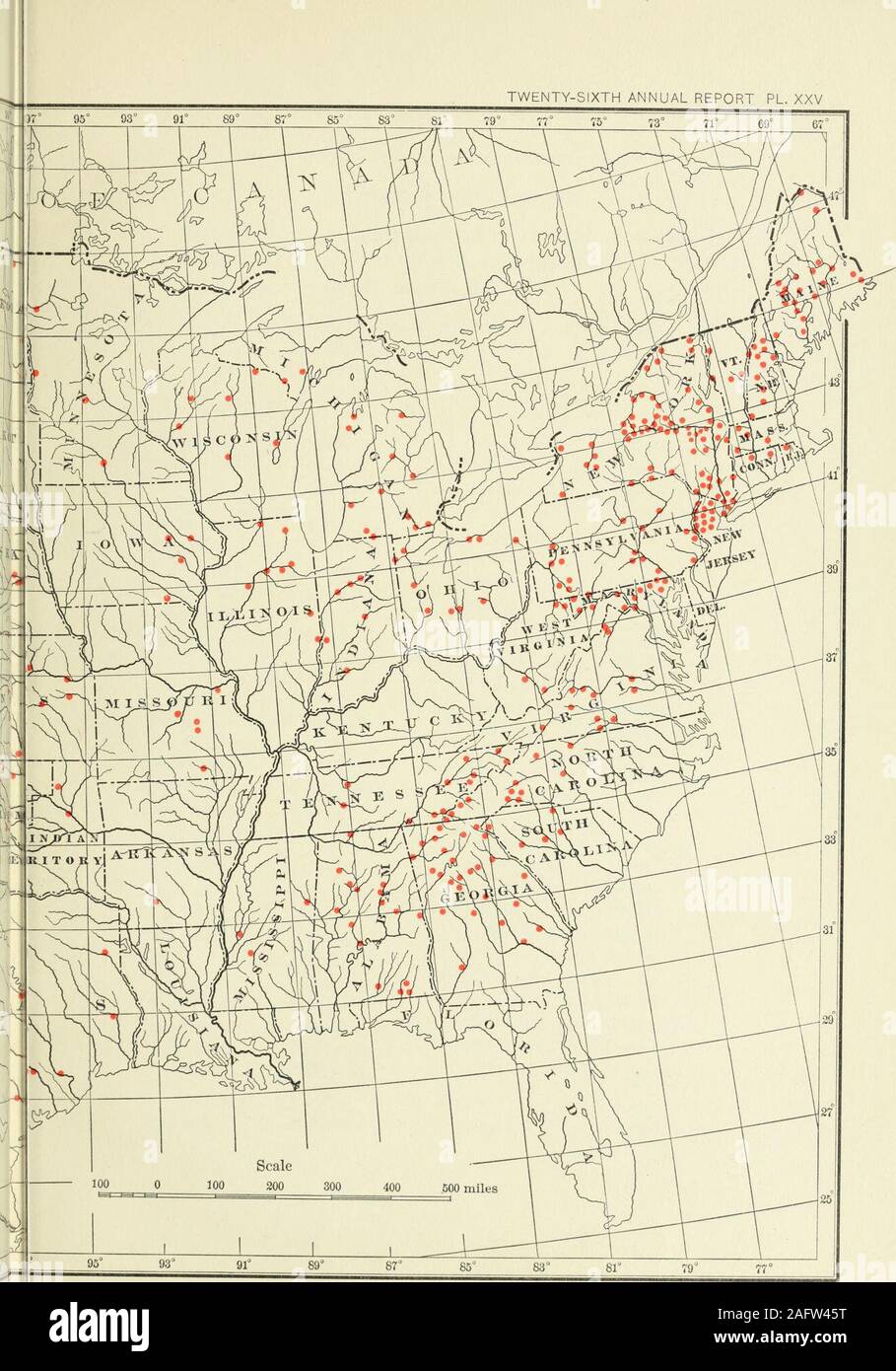 . Annual Reports of the Department of the Interior 1905. MAP or UlSITED STATES, SHOWIIS^G I.0CATI0:N^ OF PRI IP TWENTY-SIXTH ANNUAL REPORT PL. XXV. IPAL BIYER STATIO]S^S MAI]S^TAI:N^ED DXJBIJSTG 1904-05 WORK OF THE YEAR HYDROGRAPHIC BRANCH. 167 LOCATION OF RIVER STATIONS. The locations of the principal river stations maintainedduring the j&scal year 1904-5, as enumerated in the fol-lowing list, are shown on PI. XXV: Gaging stations^ hy States^ maintained during fiscal year 190^-5. River. Station. River. station. ALABAMA. Alabama Selma.Cordova.Tuscaloosa. # Palos. Centerville. Jenifer. Geneva, Stock Photo