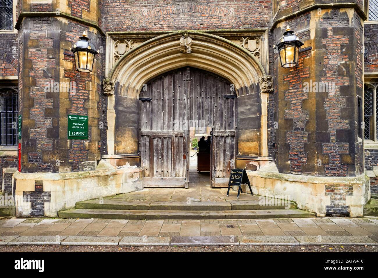 Queen’s College cambridge main entrance gate Stock Photo