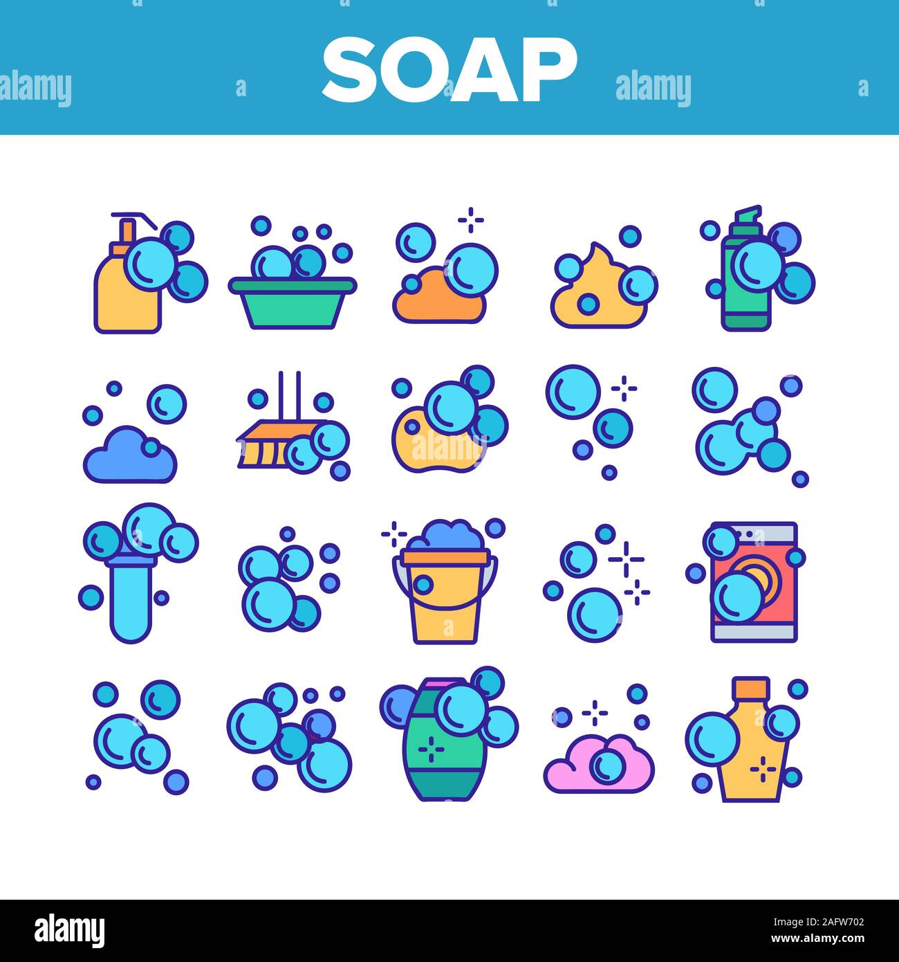 Soap Bubbles And Foam Collection Icons Set Vector Stock Vector Image ...