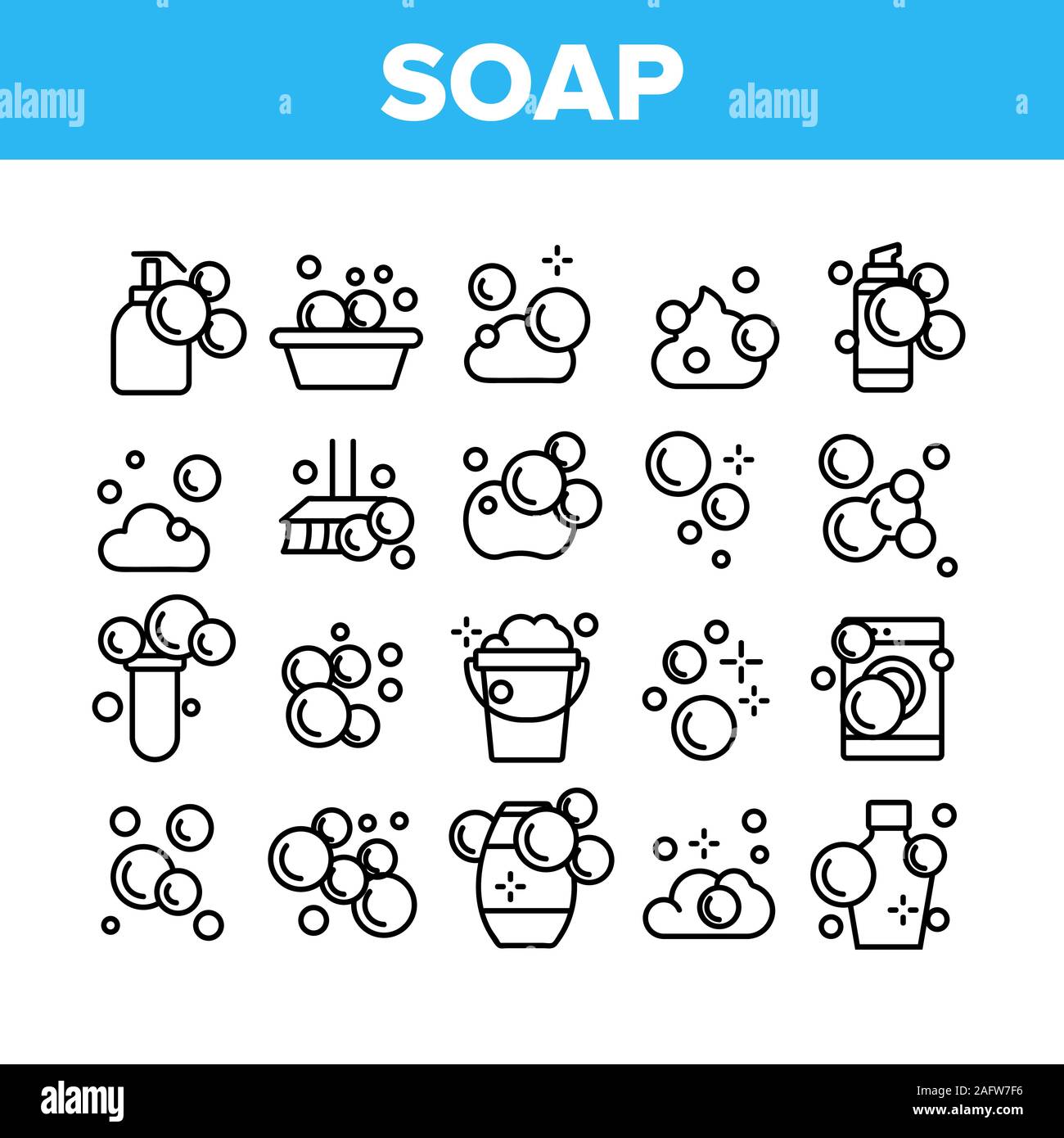 Soap Bubbles And Foam Collection Icons Set Vector Stock Vector Image ...