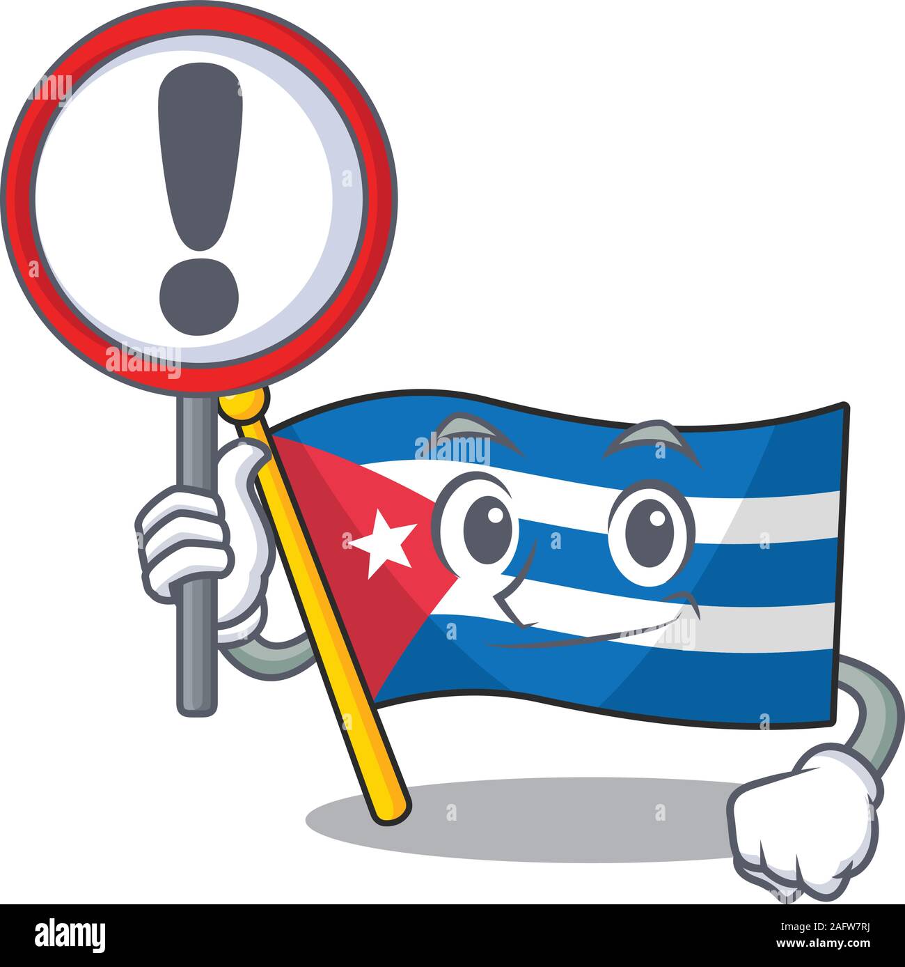 Cartoon design of flag cuba Scroll raised up a sign Stock Vector