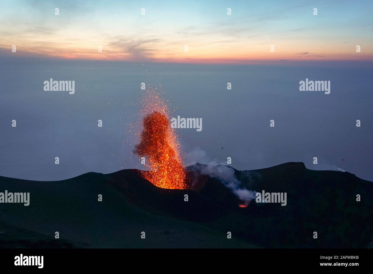 Lava eruption, Mount Etna, Stromboli, Sicily, Italy Stock Photo