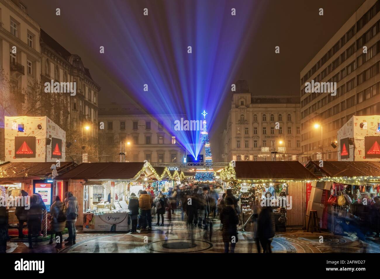 Budapest Christmas Market & illuminated tree at St Stephen square