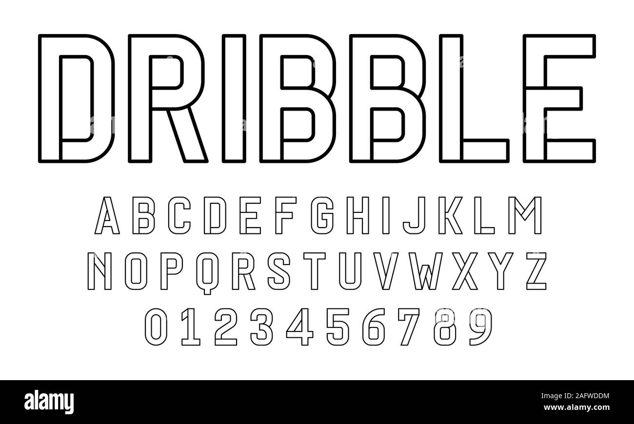 Set of alphabets font letters and numbers modern abstract design with lines vector illustration