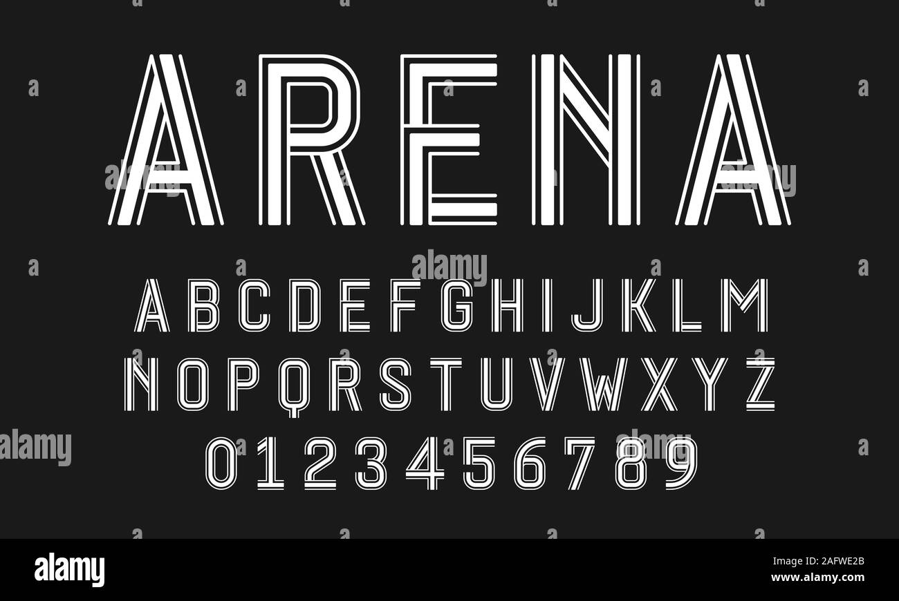Set of alphabets font letters and numbers modern abstract design with ...