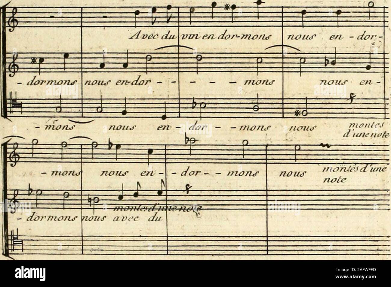 . Essai sur la Musique ancienne et moderne. 1^: «K la pr&f - j-oà iF. zacrt xr ? /.?^ en - fi/i ££ iHfea î Aw/ u Jït d-l yrr eê S ^ÈE^ ± *Je m 3Œ CANON A QUATRE VOIX ET A LA QUINTE P.4K IIAMEÀU fit ihië H Ah S n J J m jh 7r* 1 lM i It^UiiJE^^ loin de Jt jdh loin de ri u 9 Zt i|d ? g g ^//z . ^tï/2 de tm r ^ É m m m + m È loin de ±  F1 m -*©- ZÛ /* ^/^w - ronj- -m- m Pif, ron.r vletwo/ur M $ *9- if—p -*©- =£ &?« - - - ronj F1 Ah m - ron.r ? leurons 4h m ja ^ Nous crayons vouvo7r assurer mie ce Canon est un Chefdœztvre,el/amaisnoiùi-nen avo/M ou mu puisse au id/e eo/nuareU CANON A 3 VOIX A L Stock Photo