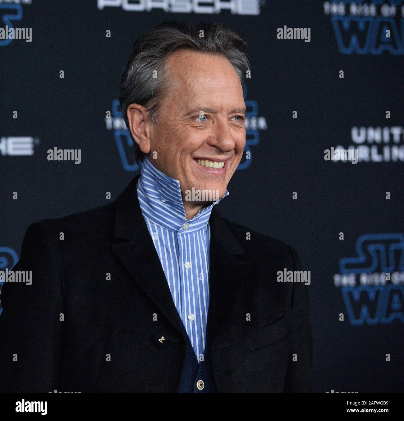 Los Angeles, United States. 17th Dec, 2019. Cast member Richard E. Grant attends the premiere the motion picture sci-fi fantasy 'Star Wars: The Rise of Skywalker' at the TCL Chinese Theatre in the Hollywood section of Los Angeles on Monday, December 16, 2019. Storyline: The surviving Resistance faces the First Order once more in the final chapter of the Skywalker saga. Photo by Jim Ruymen/UPI Credit: UPI/Alamy Live News Stock Photo
