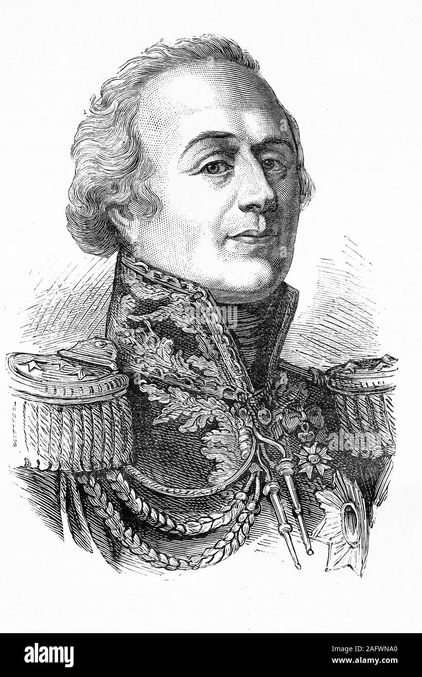 Louis Marie Jacques Amalric, comte de Narbonne-Lara. French nobleman, soldier and diplomat. Born 1755, died 1813. Antique illustration. 1890. Stock Photo