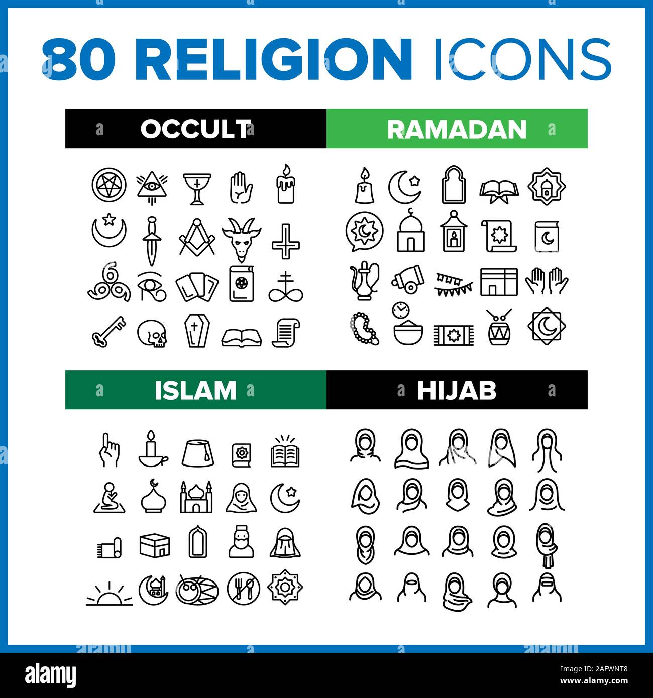 Religion Icon Thin Line Big Set Vector Stock Vector Image & Art - Alamy